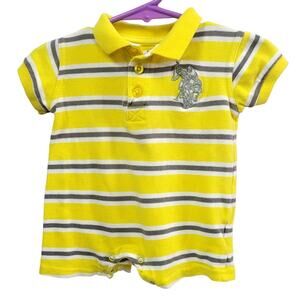 US Polo Assn. Baby Boy's Striped Polo Romper Size 3-6 Months‎